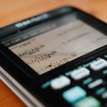 A graphing calculator with an exponent problem on it