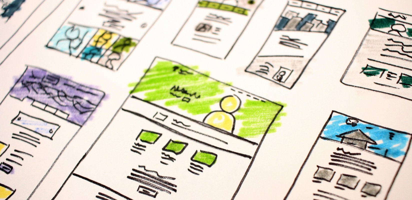 wireframe sketch of website redesign