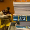 a stack of sat prep books